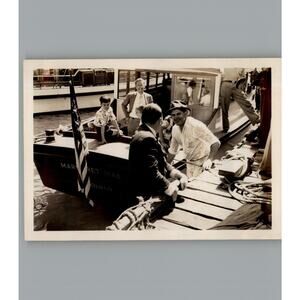 Antique 1940's Getting Ready To Go Boating - Black & White Photography Photos